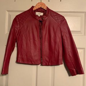 Crimson Faux Leather Jacket